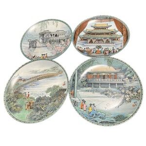 Set Of 4 Imperial Jingdezhen Porcelain Chinese Scenic Collector Plates ‘88-‘89